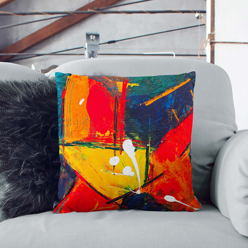 Abstract Square Throw Cushion, White, 40 x 40 cm