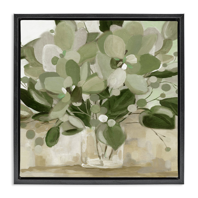 Art mural sur toile Bouquet encadré, design par Carol Robinson, 25" H x 25" W, Cadre flottant noir de jais