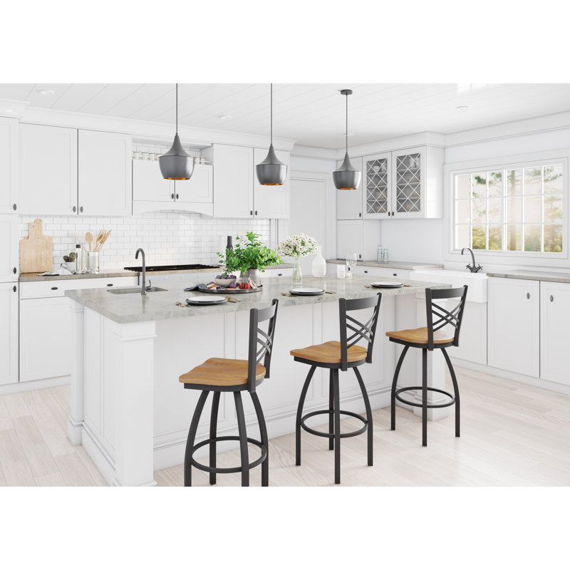 820 Catalina Swivel Bar Stool, Wood-Natural Maple, Black Wrinkle, Bar Stool (30" Seat Height)