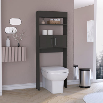 Armoire au-dessus de la toilette Madrid, double porte, deux tablettes - noir