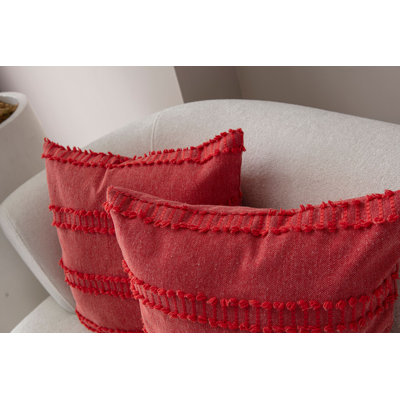 Ensemble de housse de coussin rouge vif (2 pièces), 16,9 po x 16,9 po | 100% polyester, durable et lavable à la machine | Tissu doux avec une densité de 100 g / m², parfait pour le décor du salon et de la chambre à coucher, élégant et confortable