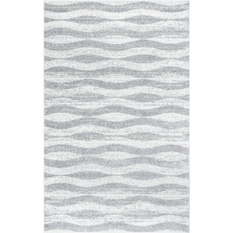 Tapis de couloir à motif géométrique pour le salon, la salle à manger, l'entrée, la chambre à coucher, le vestibule et la cuisine Sarepta, gris / blanc cassé