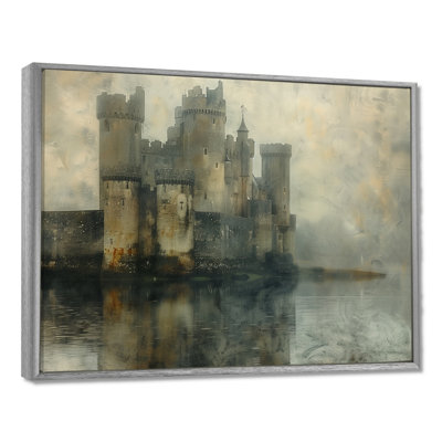 Grey Beige Medieval Winter Castle - Castles Wall Art Print