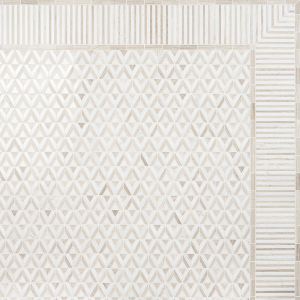 Florey Linear 7.87 in. x 8.31 in. Polished Marble Floor and Wall Mosaic Tile
