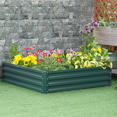 4' X Metal Raised Garden Bed, Planter For Veggies - , Galvanized, Strong And Stable