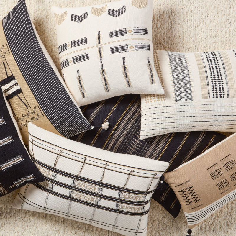 Erickson Metson Tribal Square Cotton Pillow Cover & Insert, Pillow Cover Only - No Insert, Angora/Tap Shoe/Antelope