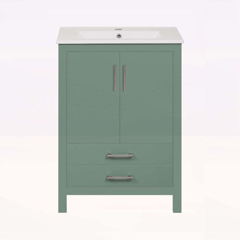 Meuble-lavabo moderne avec lavabo en céramique et grand espace de rangement