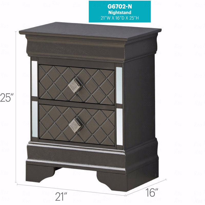Metallic Modern Bedroom Nightstand, Black