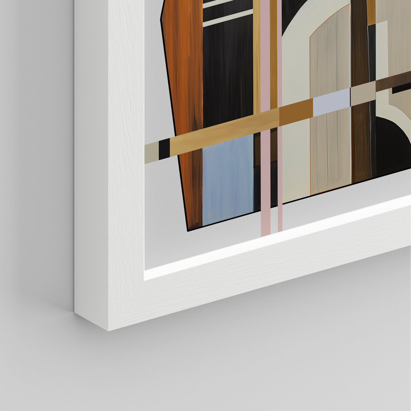 «Mid-Century Modern Geometric Polygons Abstract Shape Images Scenic Multicolor» sur papier, Blanc, H 14 po x l 11 po