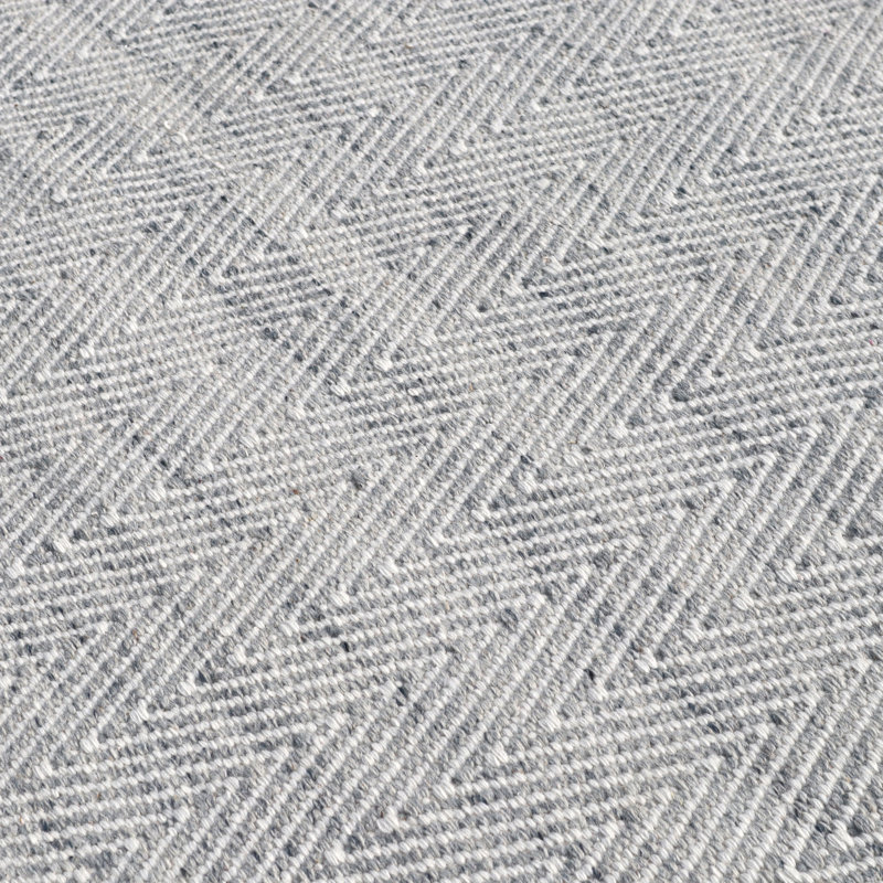 Coastal Chevron Flatweave Ivory/Grey Wool Area Rug By Tufty Home, Runner 2'3" x 8'