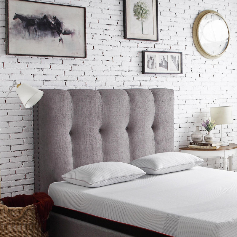 Home Tufted Upholstered Headboard with Nailhead Trim