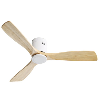 Ventilateur de plafond à profil bas 52 pouces DC 3 sculpté ventilateur de bois lame silencieuse télécommande du moteur sans lumière