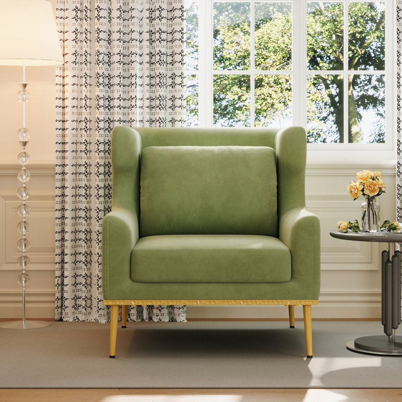 Chaise avec accoudoirs en velours Modern, Green