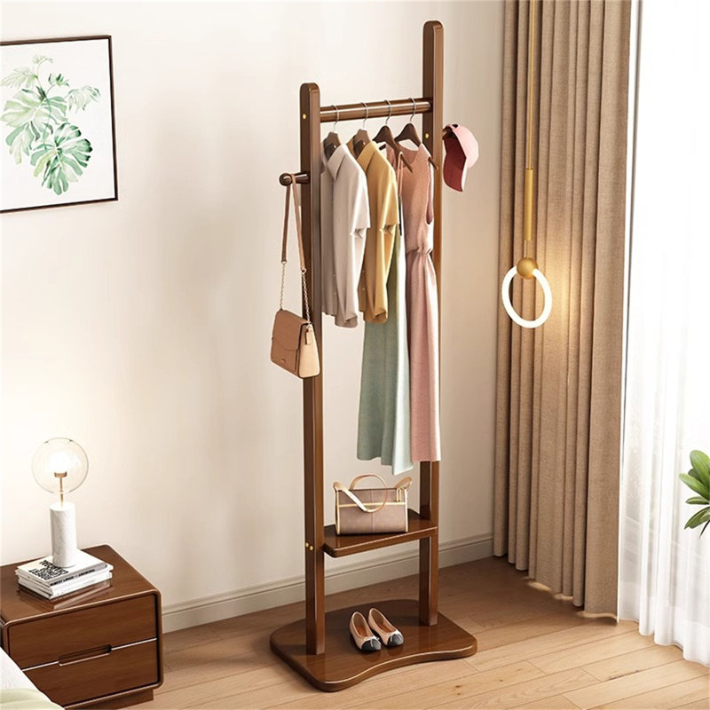 Aesthetic Solid Wood Clothes And Hat Stand, Brown