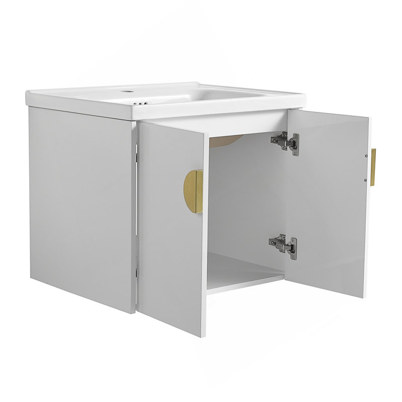 Meuble-lavabo à fermeture en douceur 24 po avec lavabo, pour petite salle de bain