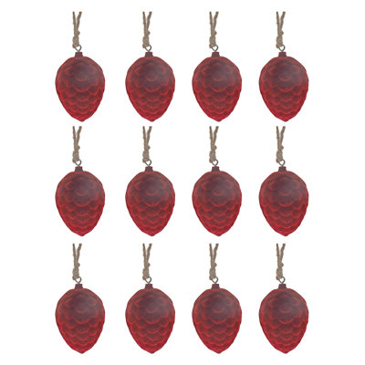Velvet Pine Cone Ornament - Set Of 12