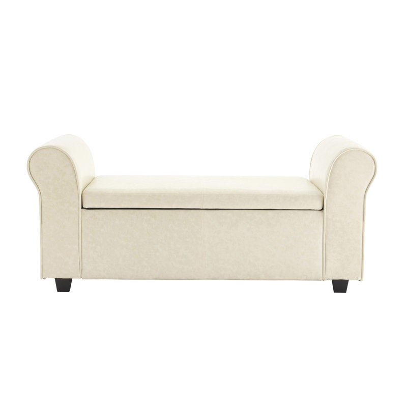 Banc de rangement avec repose-pieds Audris, Crème