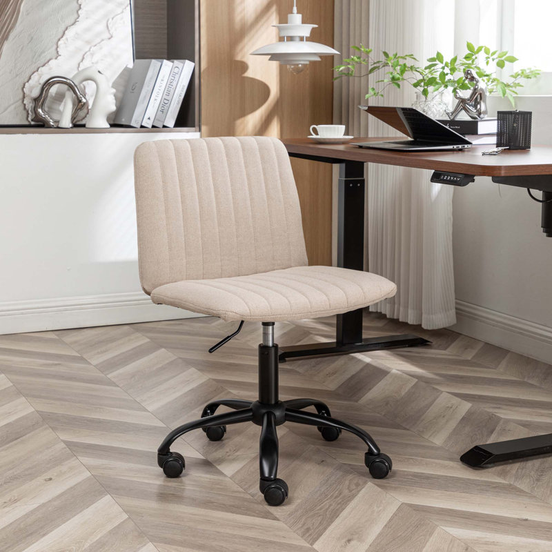 Chaise de bureau pivotante en tissu, Beige