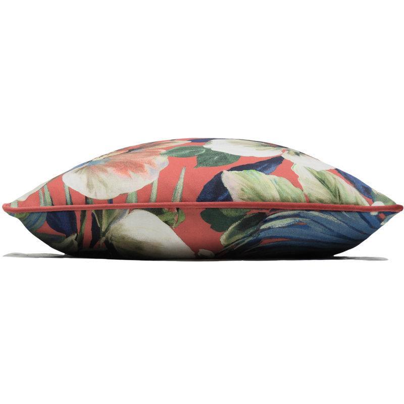Cladine Floral Square Throw Cushion, Blue/Red/Green, Feather