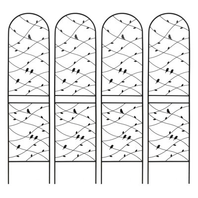 4 Pack Metal Garden Trellis 71" x 19.7" Rustproof Trellis for Climbing Plants Outdoor Flower Support Bird Deco Black