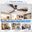 Ventilateur de plafond encastré à profil bas de 52 pouces en noyer, 3 pales, avec éclairage et télécommande ; ventilateur intérieur/extérieur à intensité variable avec télécommande, moteur CC silencieux et minuterie.-750143515-750143518-750143514