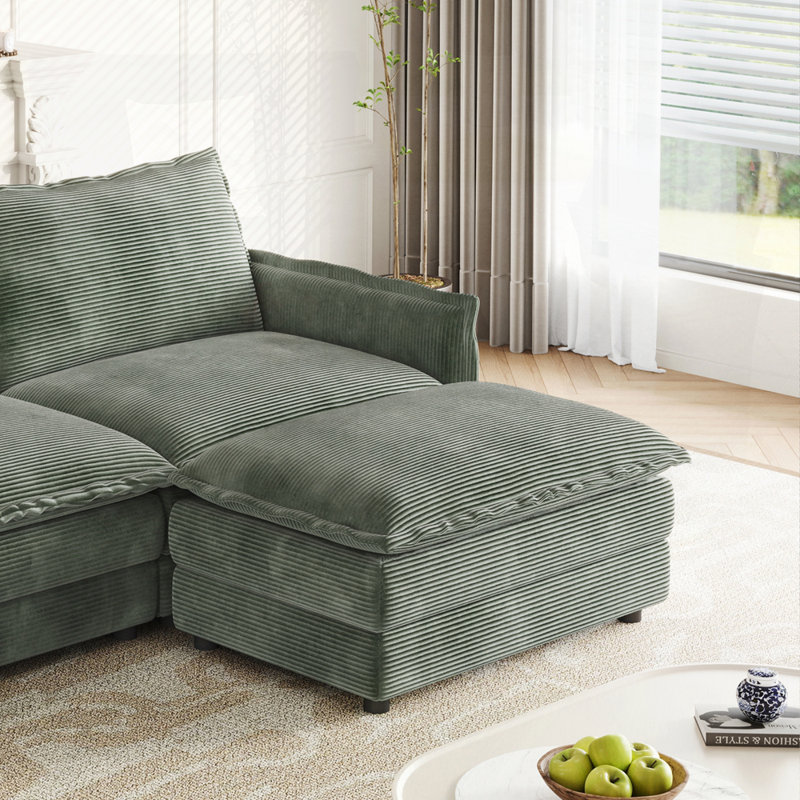 upholstered large-size deep-seat sofa, Green