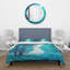 Blue Coloured Tree Impression III - Ensemble de housse de couette Lake House - Microfibre de polyester-66392599
