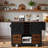 Rolling Kitchen Island With Drop Leaf, Power Outlet, 2 Cabinets, 2 Drawers, 4 Large Wheels, Spice Rack And Removable Hollow Wine Rack-1078964393