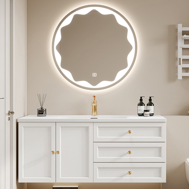 Armoire de salle de bain simple de style français., H 19,7 po x l 47,2 po x P 21,7 po, Blanc