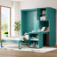 Lit escamotable simple mural rotatif avec bibliothèque, armoire supérieure, bureau extensible et rangement latéral pour un usage domestique polyvalent-1306545460