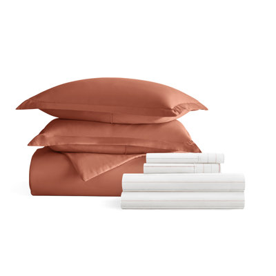 Ensemble de literie 8 pièces - Housse de couette unie, ensemble d'édredon et ensemble de draps à motifs