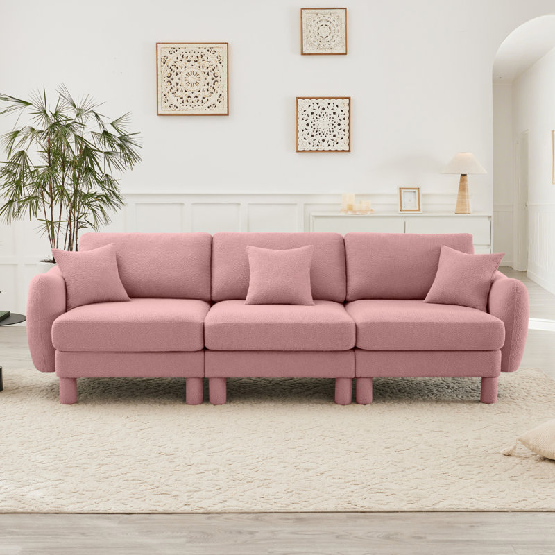 Canapé 3 places avec accoudoirs en forme de coquillage Boucle, Rose