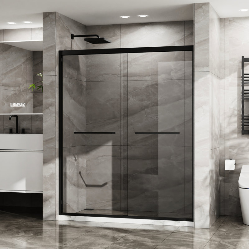 Shower Enclosure 60 In X 72 - Clear Tempered Glass, Matte Black, Tempting