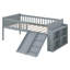 Twin Bed Frame With Storage Shelf, Wooden Bed Frame With Slide And Ladder-1040554657