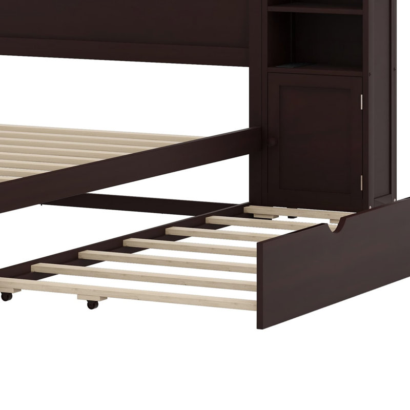 Lit en bois avec armoire tout-en-un, Espresso