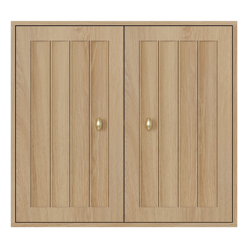 Wall-Mounted Bathroom Double-Door Medicine Cabinet With Vertical Grooved Design For Bathrooms, Restrooms And Hallways