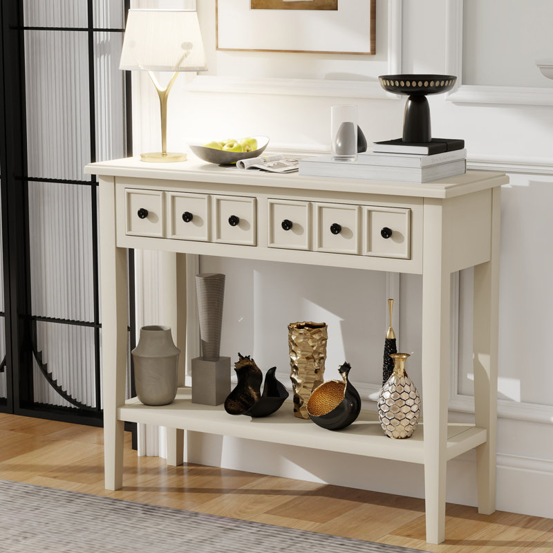 Table console 38,2 po Calila avec 2 tiroirs pour les entrées, les salons et les couloirs, Havane clair