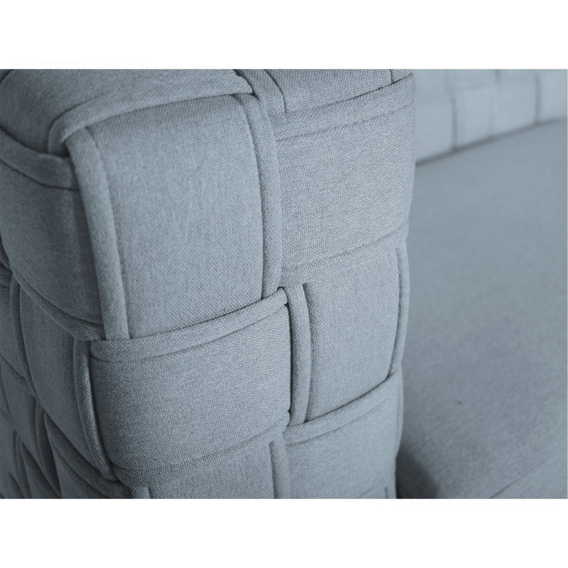 Causeuse en chenille clair et sarcelle clair