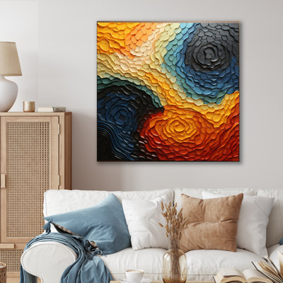 Teal Orange Op Art Rhythmic Illusion I - Op Art Large Wall Art
