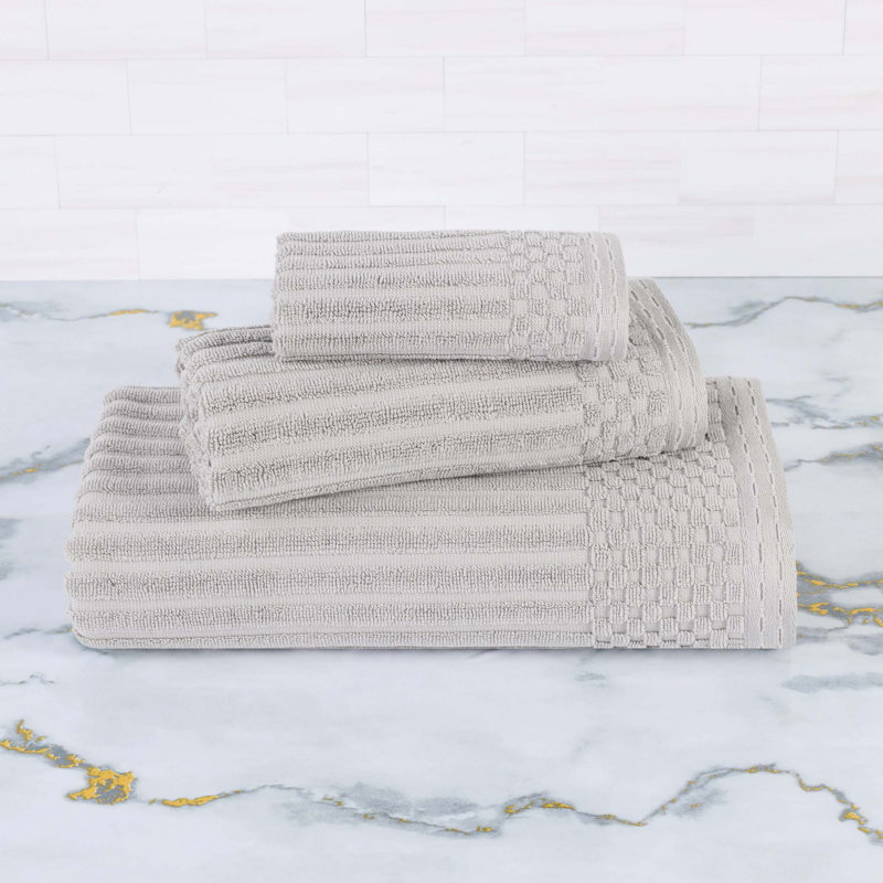 Collection de serviettes en coton Soho Spa, Argent, Ensemble de serviettes 3 pièces