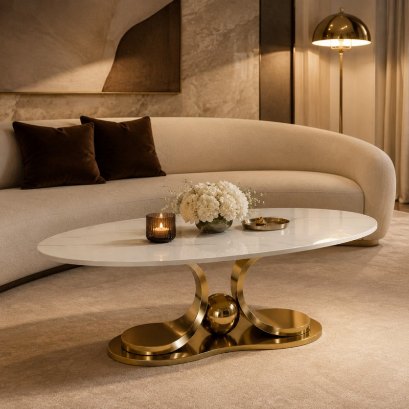Table basse moderne en faux marbre