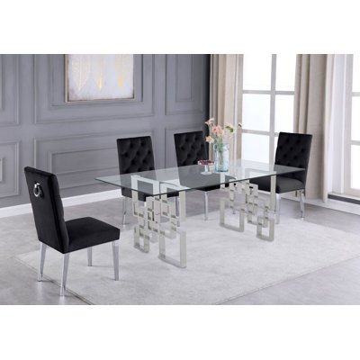 Marcano Glass Top Double Pedestal Dining Set
