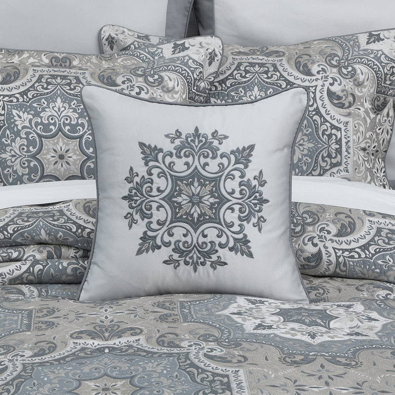 LISBON 18" SQUARE EMBELLISHED DECORATIVE THROW PILLOW