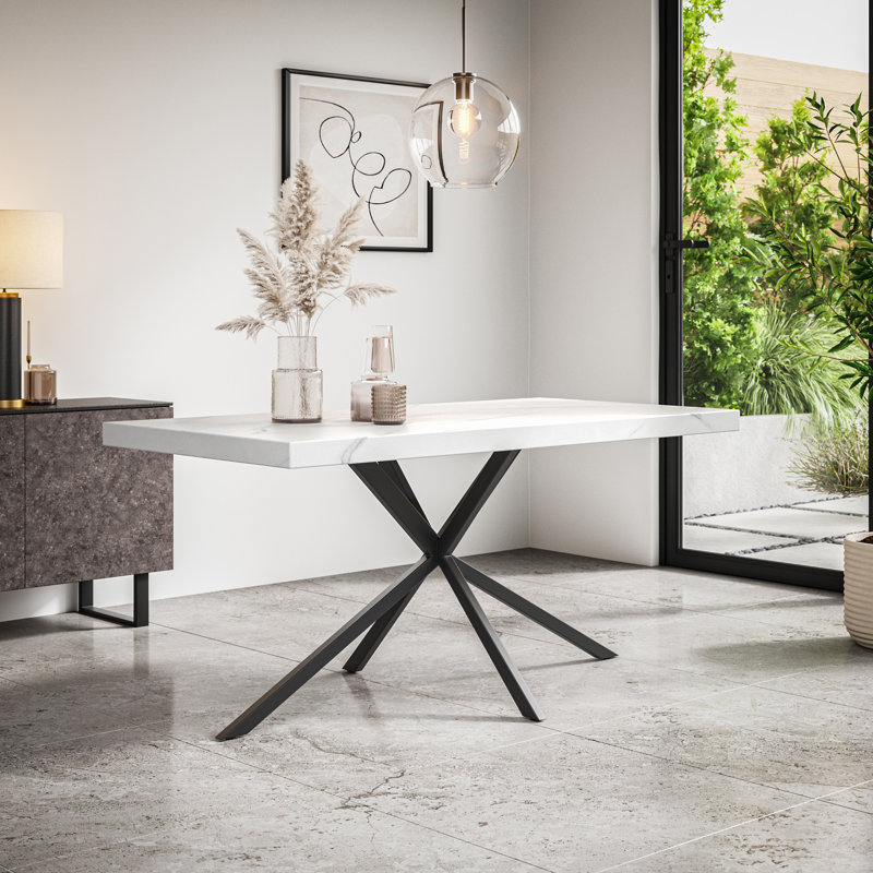 Beaudreult 4 - Person Dining Set, White/Black/Beige