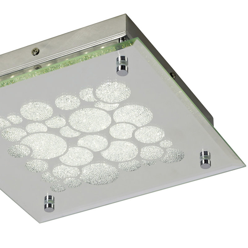 Glass LED Flush Mount, 7cm H x 25cm W x 25cm D