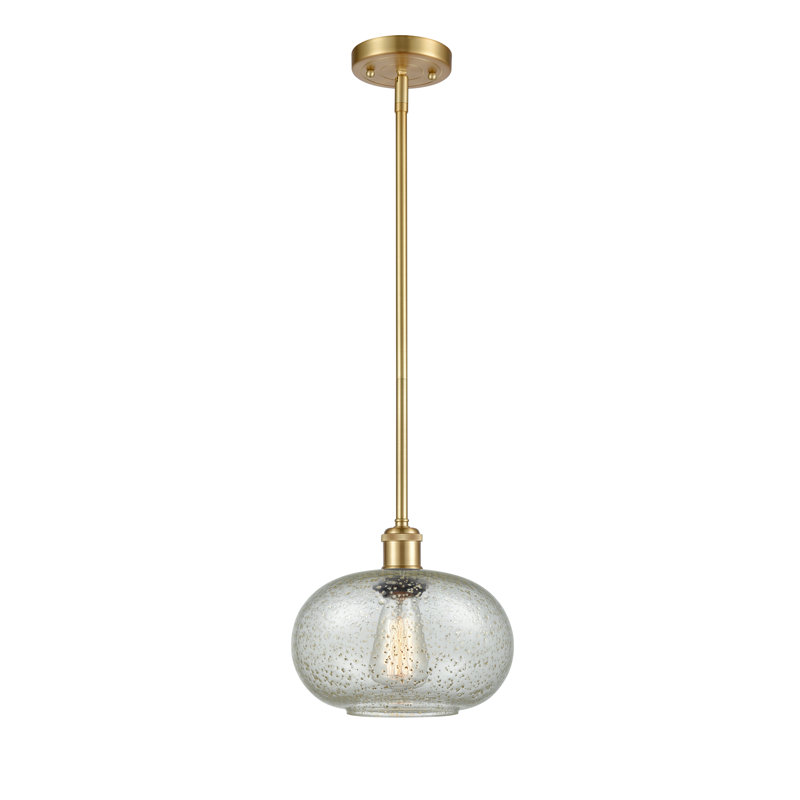 Luminaire sphère suspendu 1 lumières simple Bethlehem, Mica, Ampoule DEL rétro de 3,5 watts, Noir mat