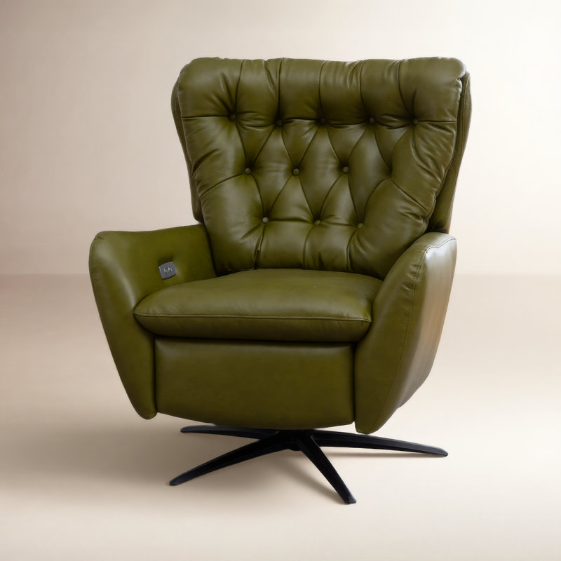 Harrington Swivel Wingback Recliner, Olive Green