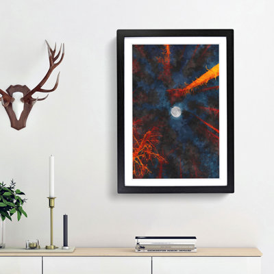 Moon Through the Trees Abstract - Picture Frame Painting Print