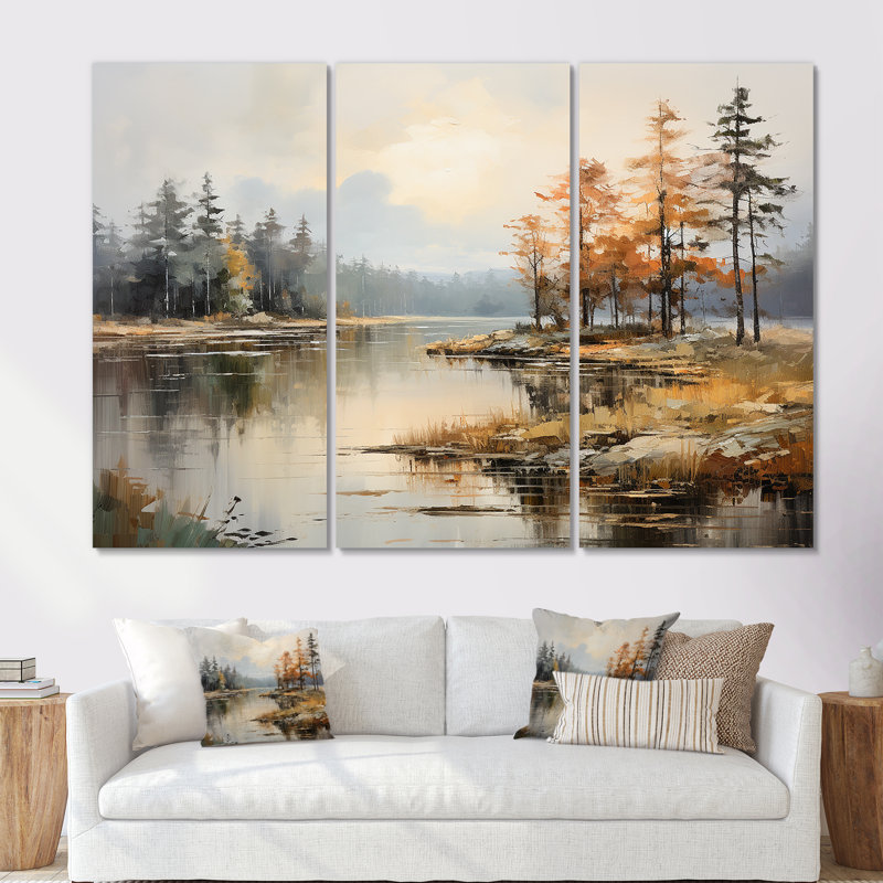 Ensemble de salon Creasey - River Wall Art, H 28 po x l 36 po x P 1 po, Toile tendue