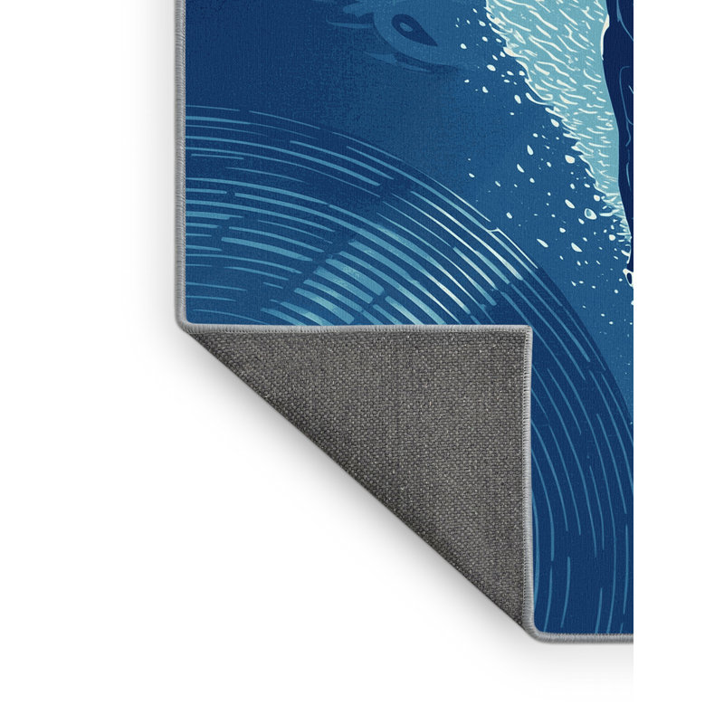 Tapis bleu moelleux doux et moelleux en forme de papillon Endymion, 5 x 8